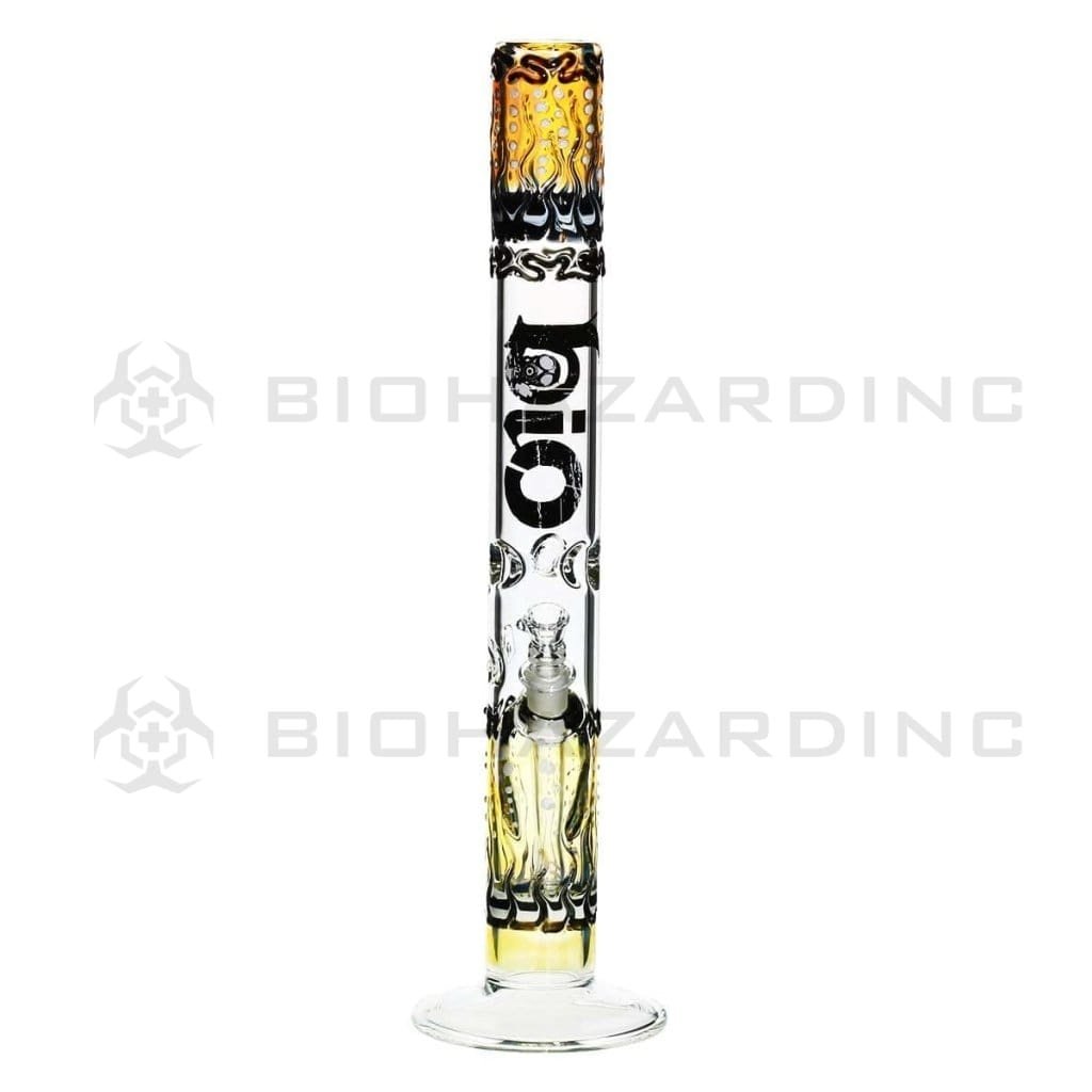 Bio Glass Glass Bong 17" BIO Straight Water Pipe Raked Colors - Black Logo and BIO Stamp