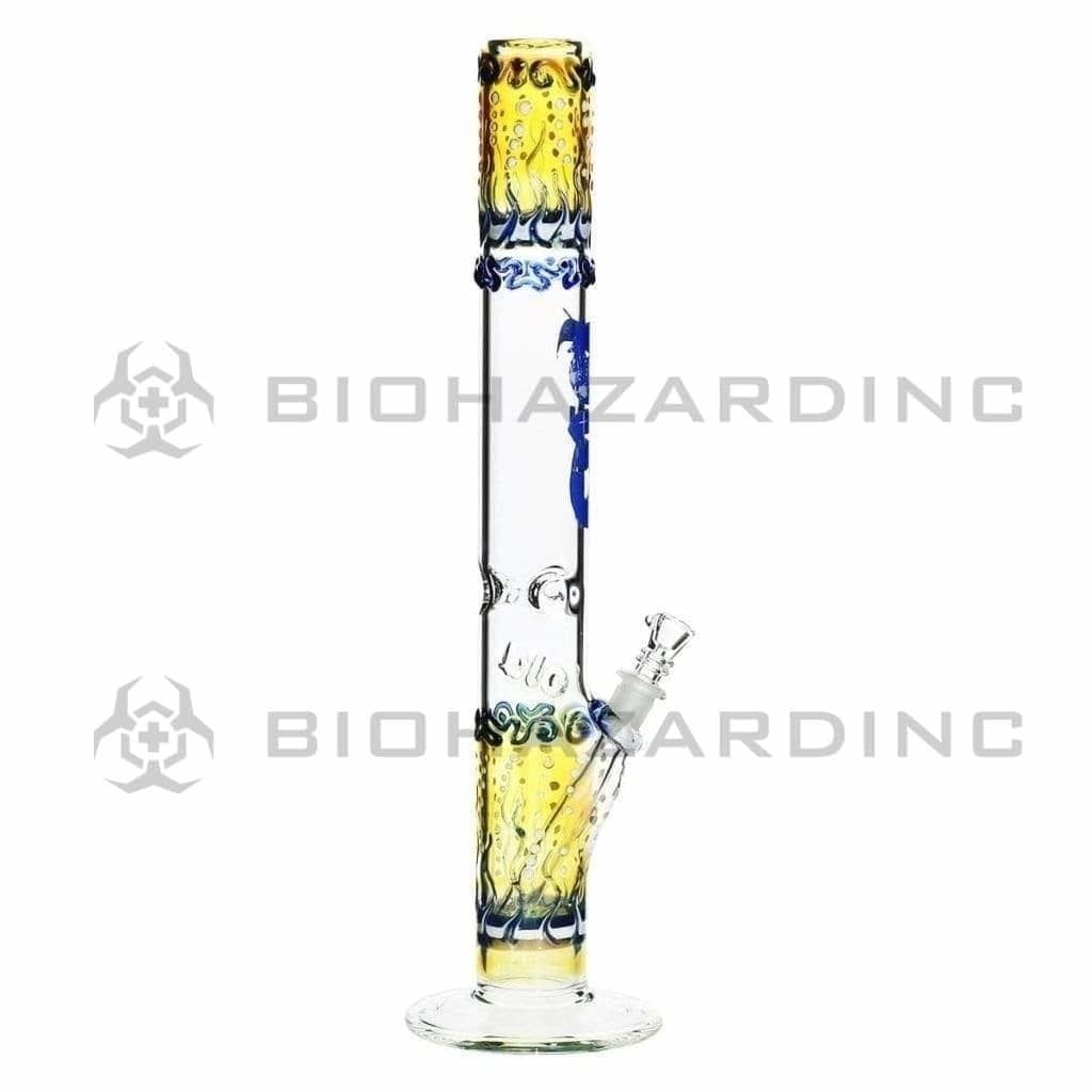 Bio Glass Glass Bong 17" BIO Straight Water Pipe Raked Colors - Blue Logo and BIO Stamp