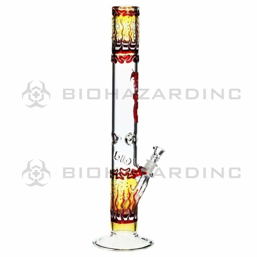 Bio Glass Glass Bong 17" BIO Straight Water Pipe Raked Colors - Red Logo and BIO Stamp
