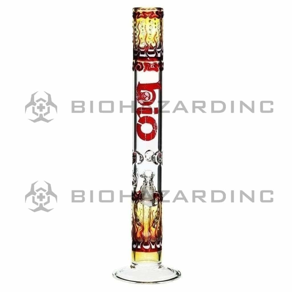 Bio Glass Glass Bong 17" BIO Straight Water Pipe Raked Colors - Red Logo and BIO Stamp