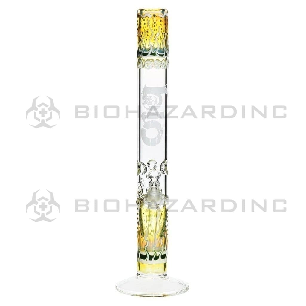Bio Glass Glass Bong 17" BIO Straight Water Pipe Raked Colors - White Logo and BIO Stamp