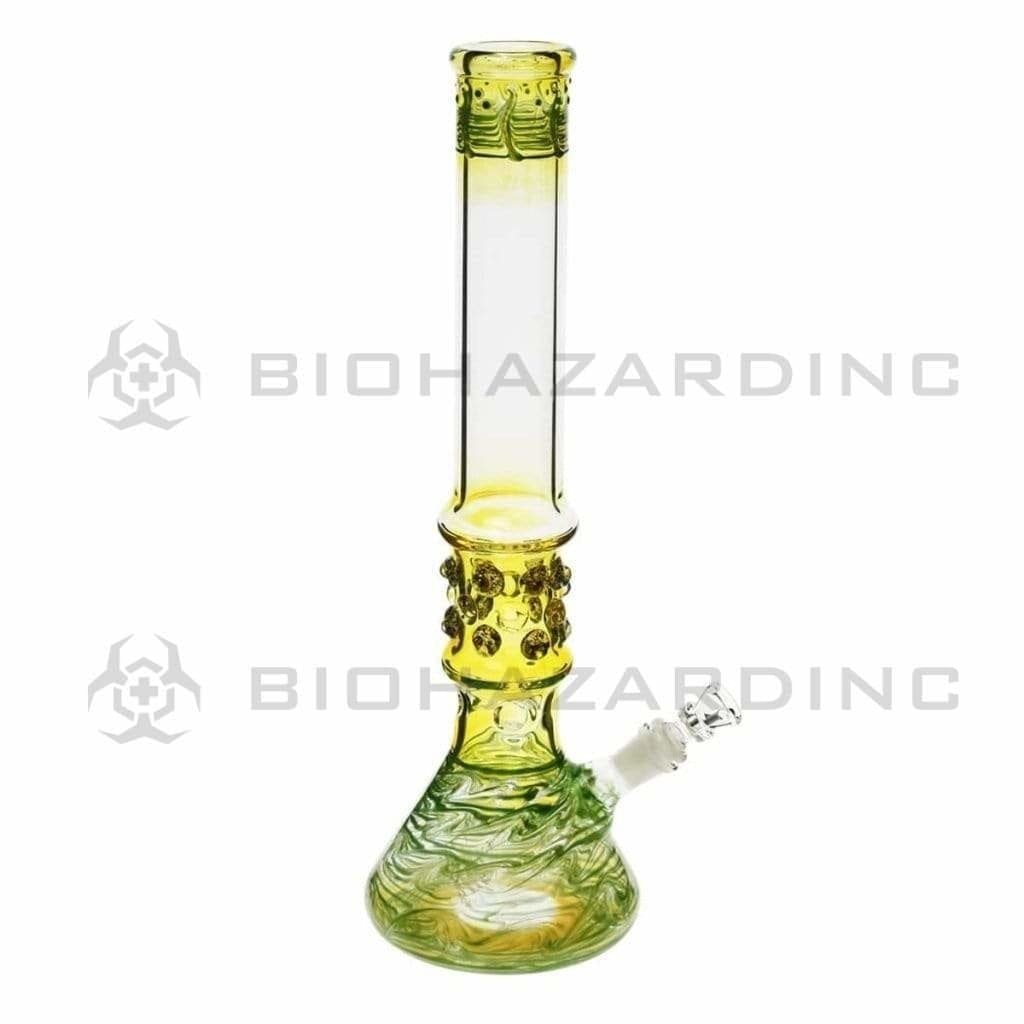Biohazard Inc Glass Bong 17" Green Raked Water Pipe w / Marbles
