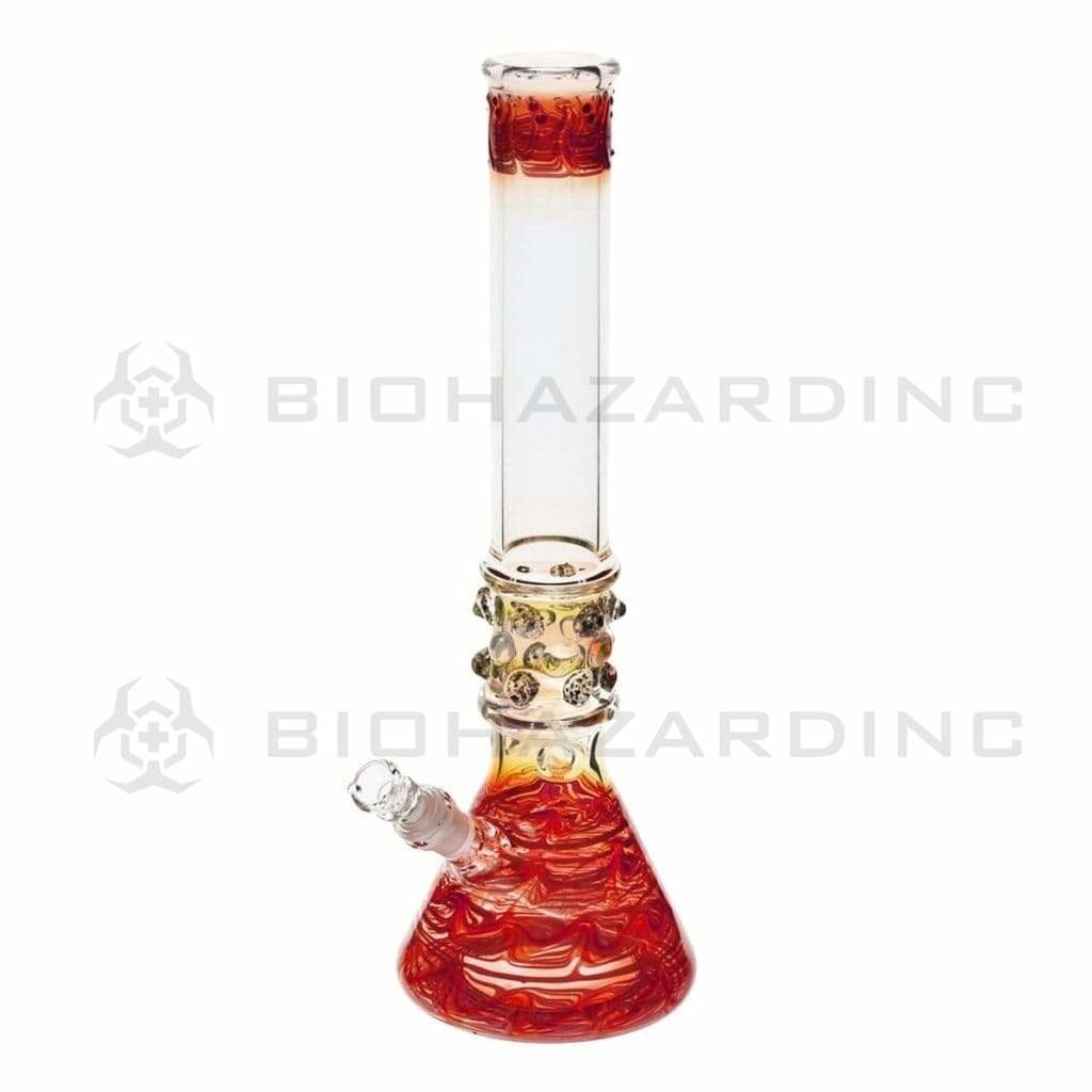 Biohazard Inc Glass Bong 17" Red Raked Water Pipe w / Marbles