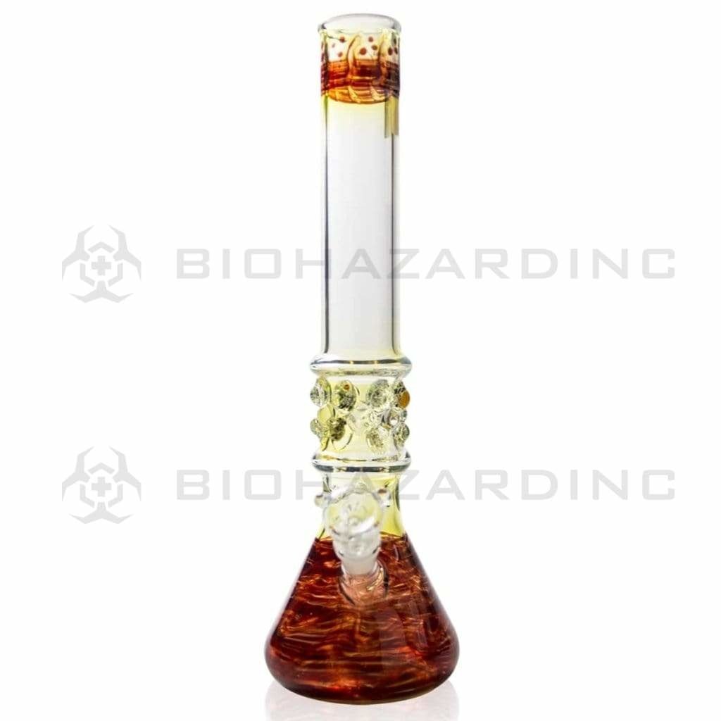 Biohazard Inc Glass Bong 17" Red Raked Water Pipe w / Marbles