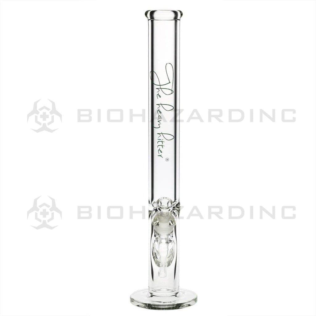 Heavy Hitter Glass Bong 18" 9mm Heavy Hitter Straight Water Pipe - Clear with Green Logo