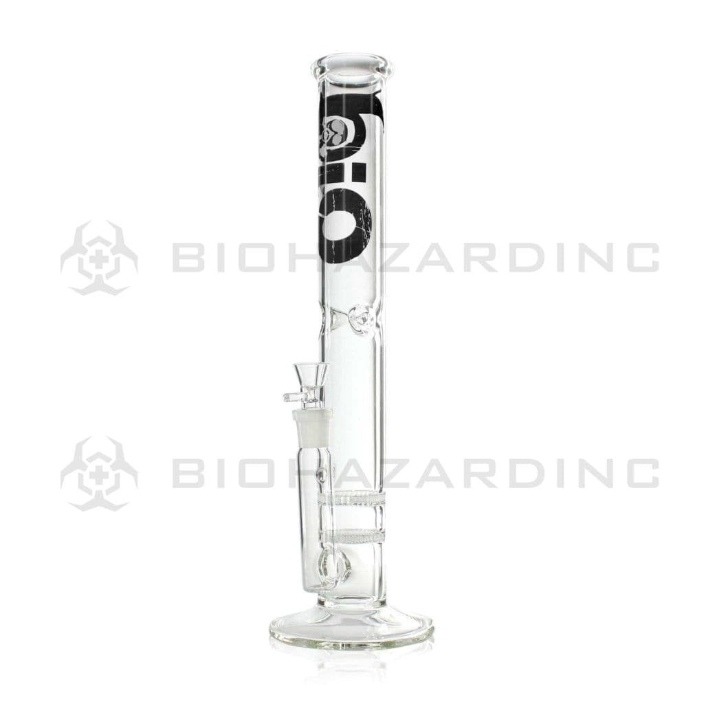 Bio Glass Glass Bong 18" BIO Double Honeycomb Water Pipe - Black Logo