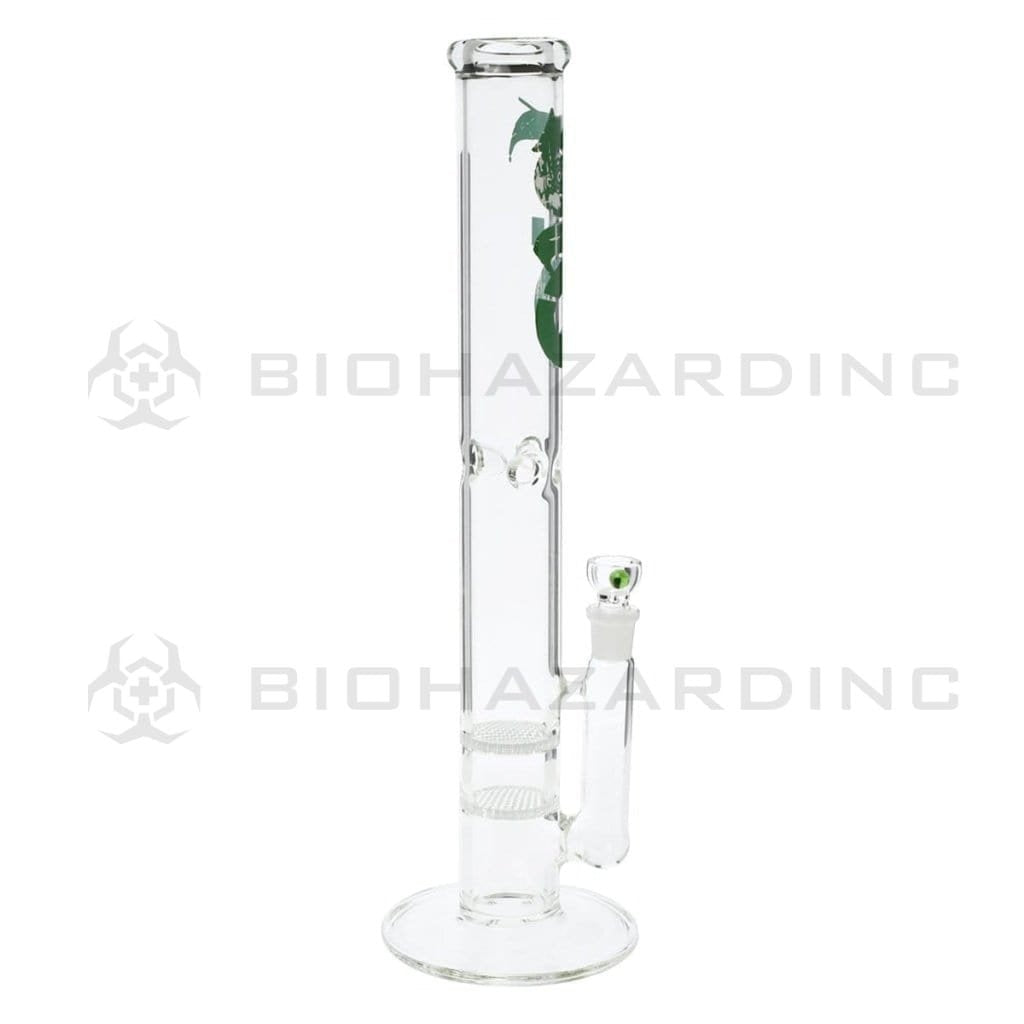 Bio Glass Glass Bong 18" BIO Double Honeycomb Water Pipe - Green Logo