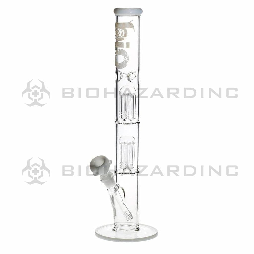 Bio Glass Glass Bong 18" BIO Double Tree Straight Water Pipe - White