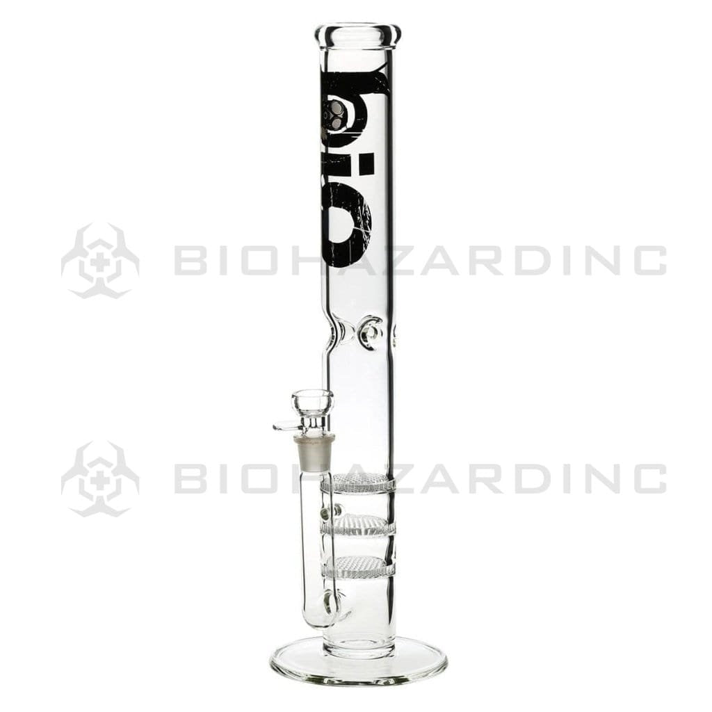 Bio Glass Glass Bong 18" BIO Triple Honeycomb Water Pipe - Black Logo
