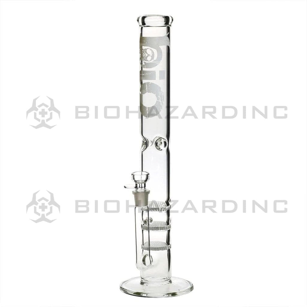 Bio Glass Glass Bong 18" BIO Triple Honeycomb Water Pipe - White Logo