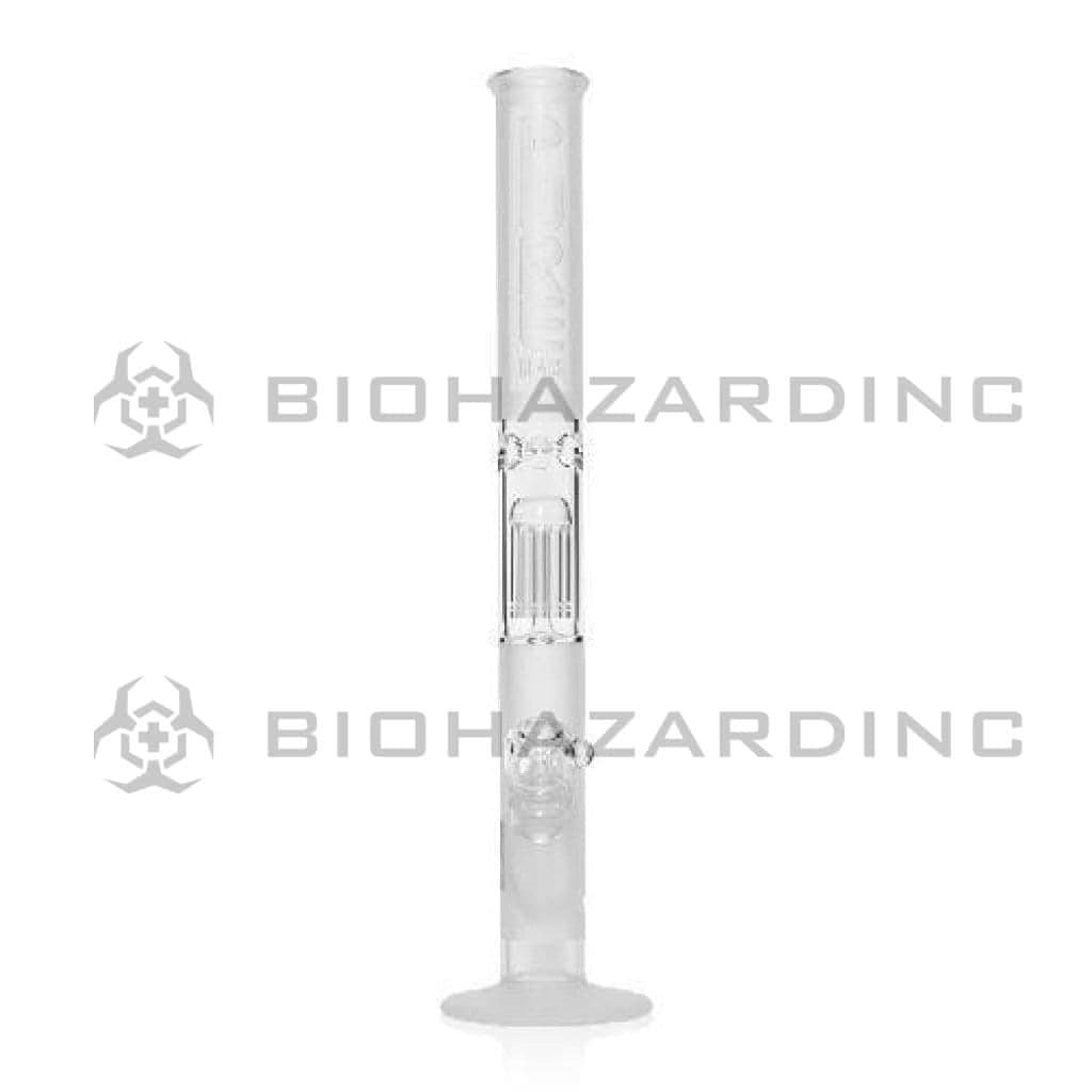 Biohazard Inc Glass Bong 18" PURE Straight w/ 10 Arm Tree Perc - Clear Frost