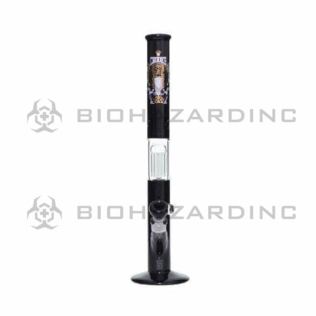 Biohazard Inc Glass Bong 18" PURE x Crooks & Castles Straight Bong w/ 10arm Tree Perc - Black