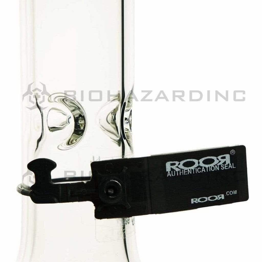 Roor Glass Bong 18" ROOR 45mm x 5mm Beaker Waterpipe - Gray & White w/ Black Lace logo