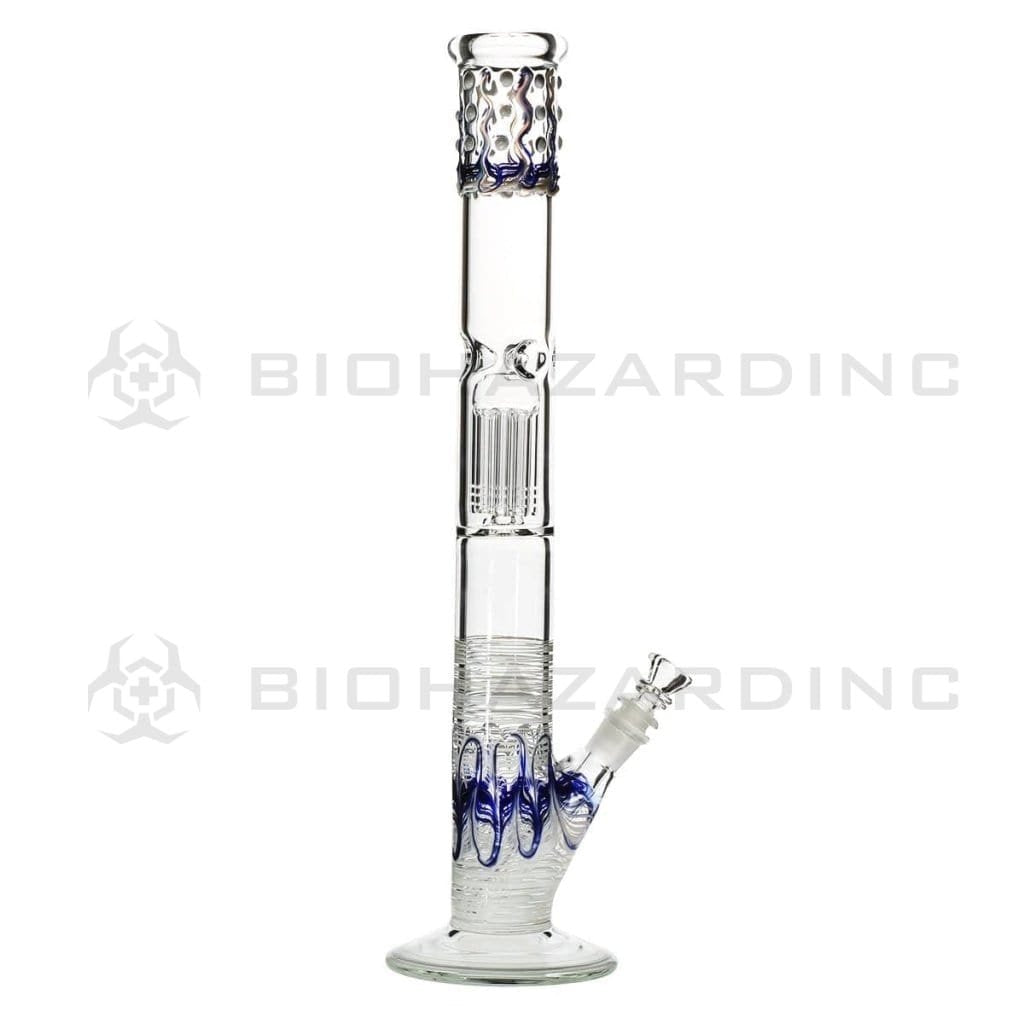 Biohazard Inc Glass Bong 18" Single Tree Straight Water Pipe w/ Marbles - White Rake