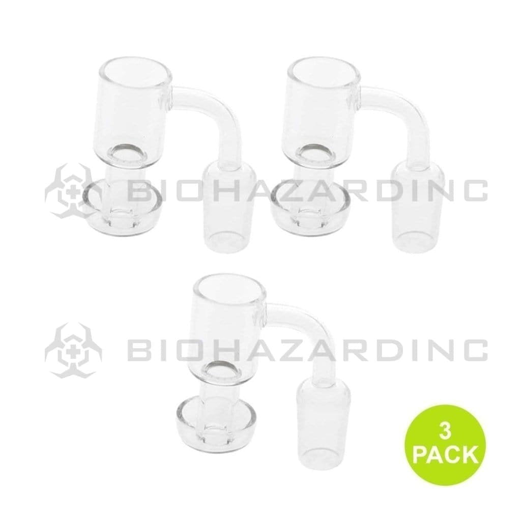 Biohazard Inc Quartz Banger 19mm Male Double Dish Quartz Vacuum Banger - Clear - 3 Count