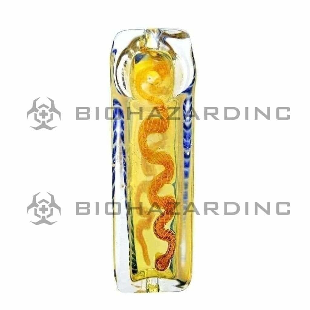 Biohazard Inc Glass Hand Pipe 2" Fumed Brick Shaped Handpipe - Assorted Colors - 10 Count