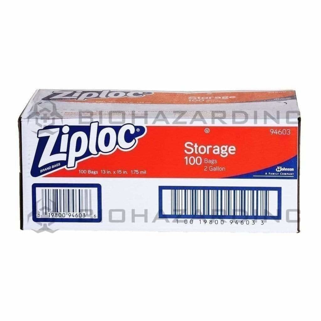 Biohazard Inc Storage Bag 2 Gallon Ziploc Storage Bag 15" x 13" - 100 Count