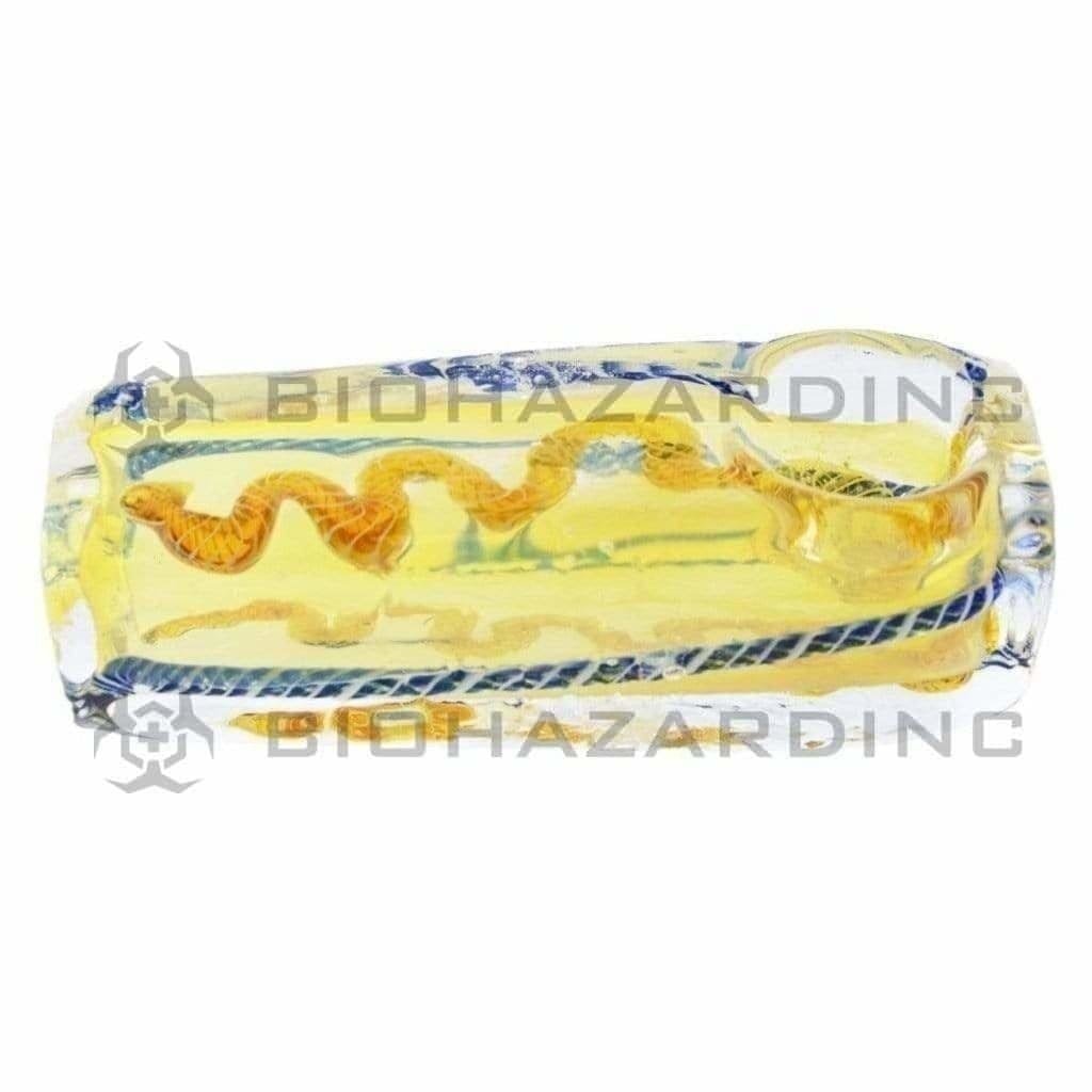 Biohazard Inc Glass Hand Pipe 2" Latticino Rectangle Hand Pipe - Assorted Colors