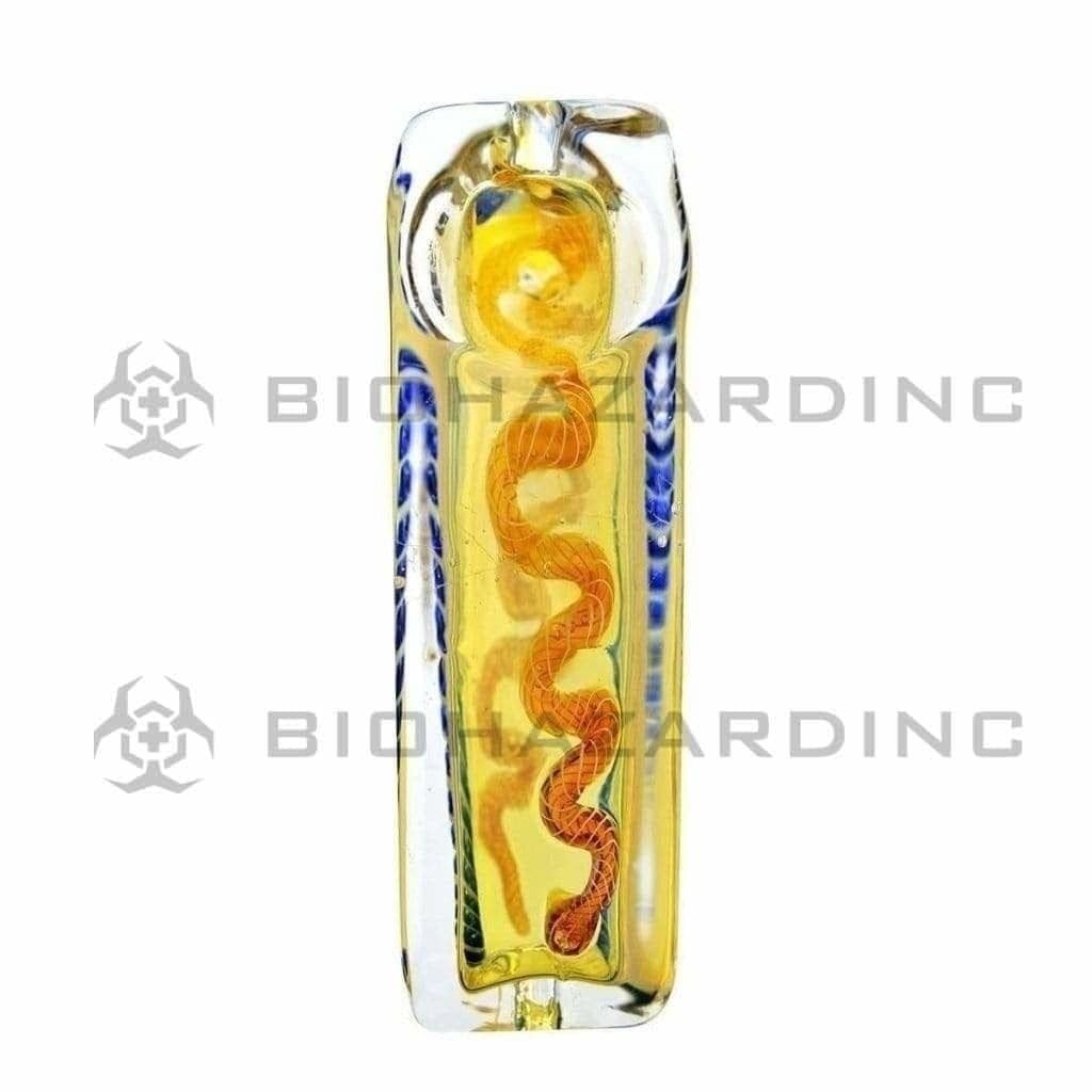 Biohazard Inc Glass Hand Pipe 2" Latticino Rectangle Hand Pipe - Assorted Colors