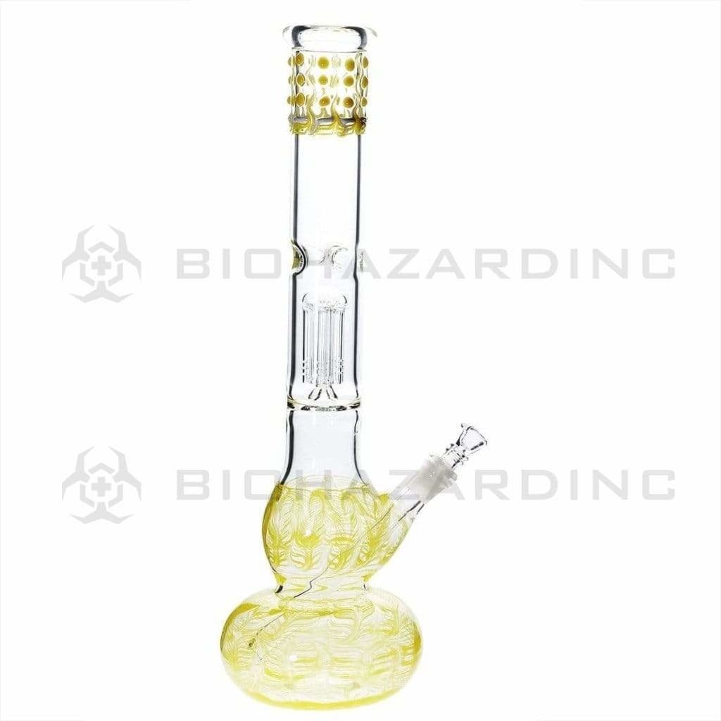 Biohazard Inc Glass Bong 20" Double Bubble Bong w/ Tree Perc - Yellow