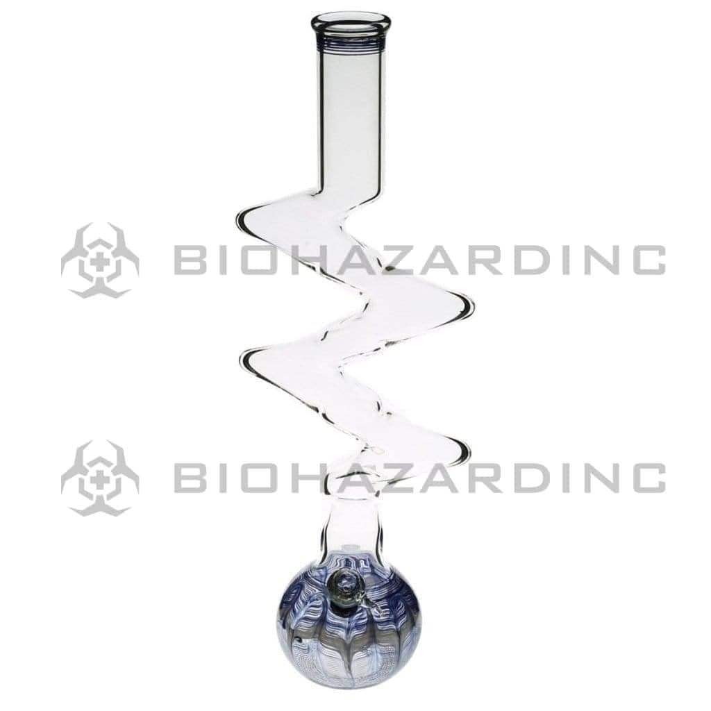 Biohazard Inc Glass Bong 20" Five Elbow Water Pipe w/ Slide - Blue Rake
