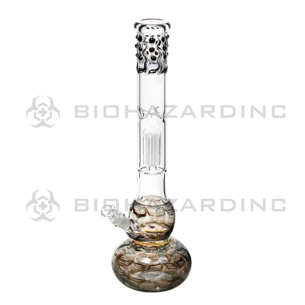 Biohazard Inc Glass Bong 20" Single Tree Double Bubble Water Pipe w/ Marbles - Black Rake