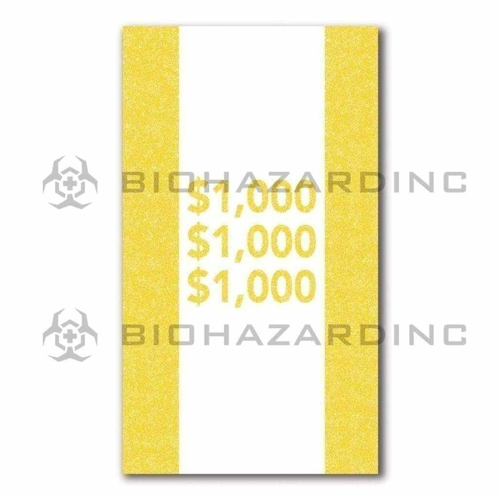 Biohazard Inc Currency Strap 25 Bill Capacity $1,000 Yellow Currency Strap - 1000 Count