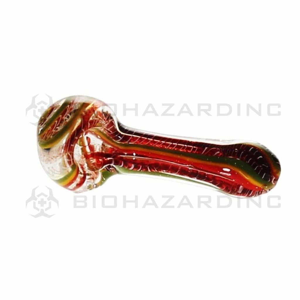 Biohazard Inc Glass Hand Pipe 3"-4" Latticino Hand Pipe - Multi Color