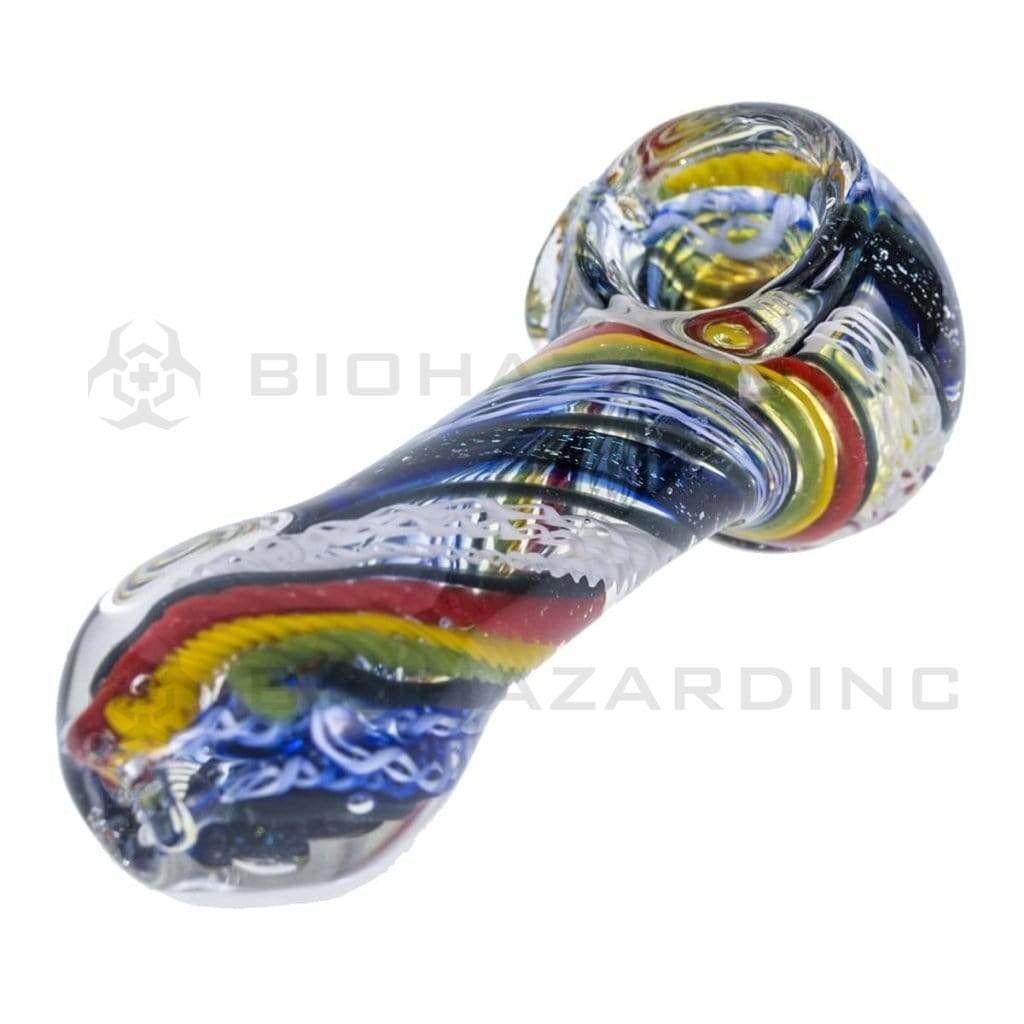 Biohazard Inc Glass Hand Pipe 3" - 4" Rasta Twist Hand Pipe w/ Dichro