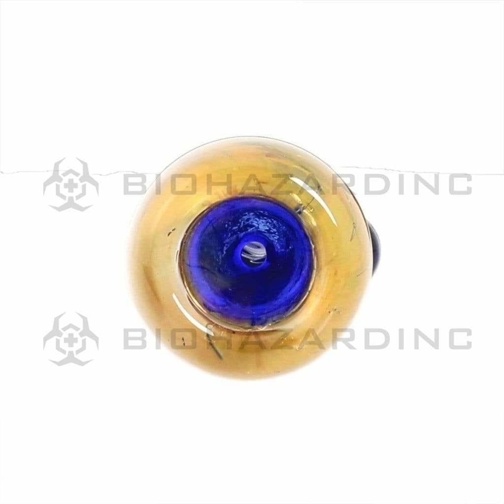 Biohazard Inc Glass Chillum Hand Pipe 3" Gold Fumed Blue Wub Tip 2 knocker Chillum