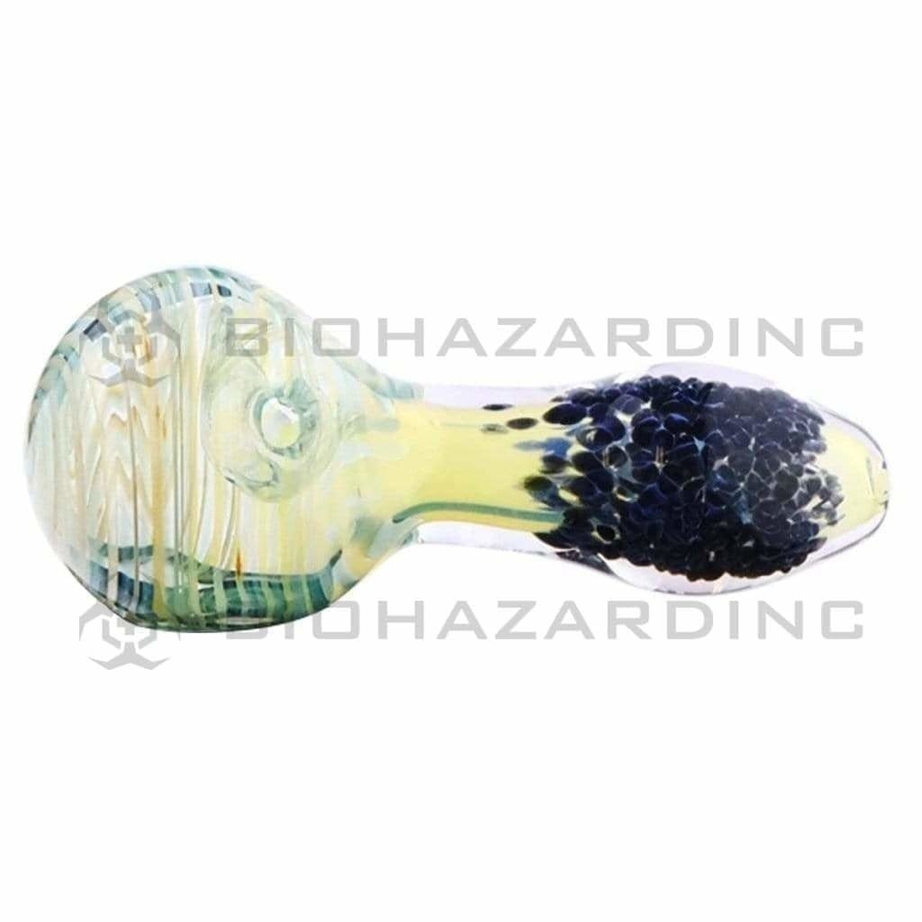 Biohazard Inc Glass Hand Pipe 3" Handpipe with Silver Fume & Frit Tip - Assorted Colors