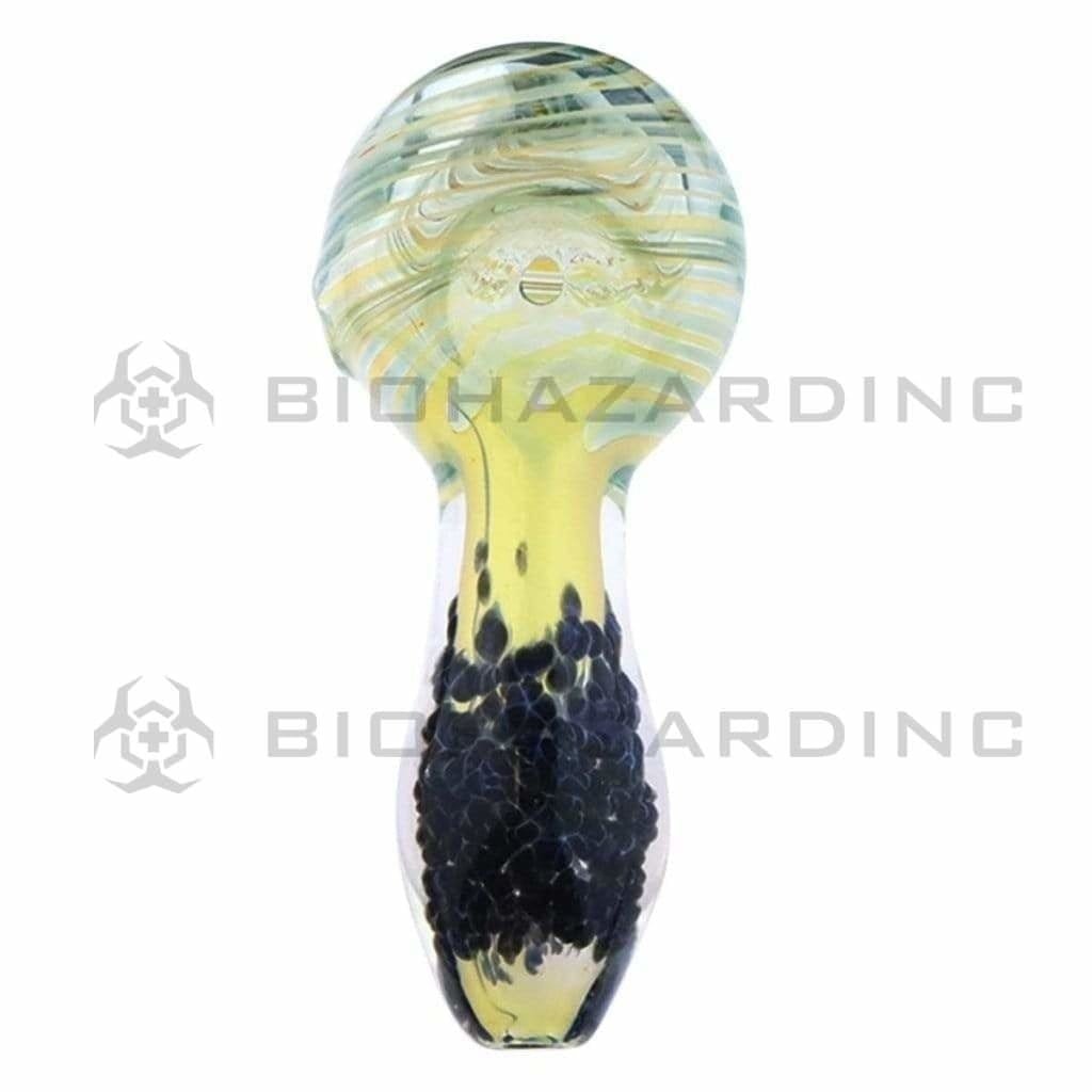 Biohazard Inc Glass Hand Pipe 3" Handpipe with Silver Fume & Frit Tip - Assorted Colors