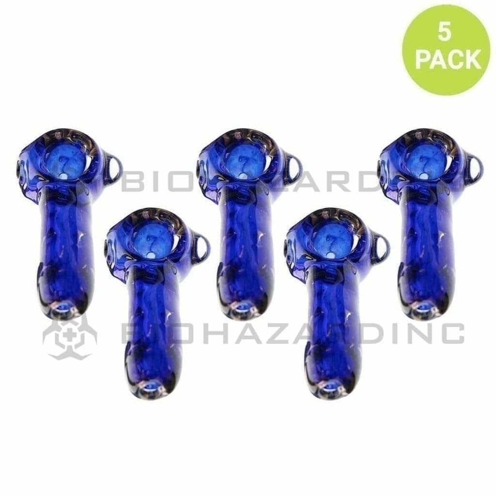 Biohazard Inc Glass Hand Pipe 3" Heavy Hand Pipe - Cobalt Blue - 5 Count