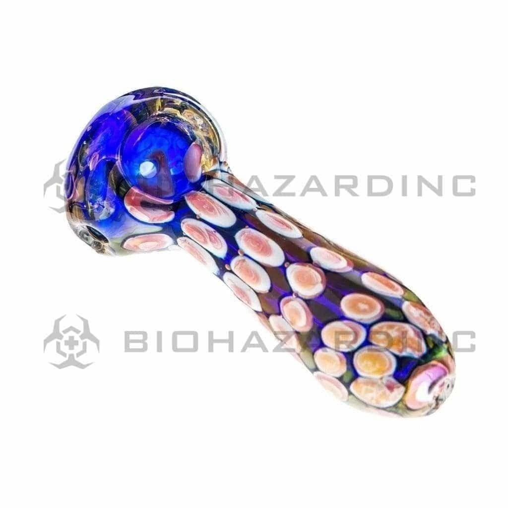 Biohazard Inc Glass Hand Pipe 3" Heavy Hand Pipe w/ Dots - Multi Color