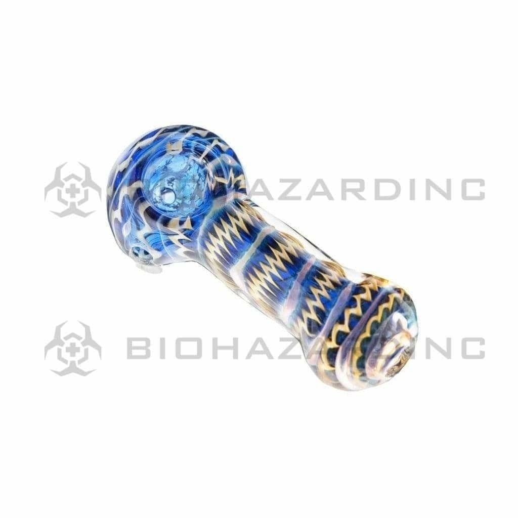Biohazard Inc Glass Hand Pipe 3" Wig Wag Hand Pipe - Blue / Yellow