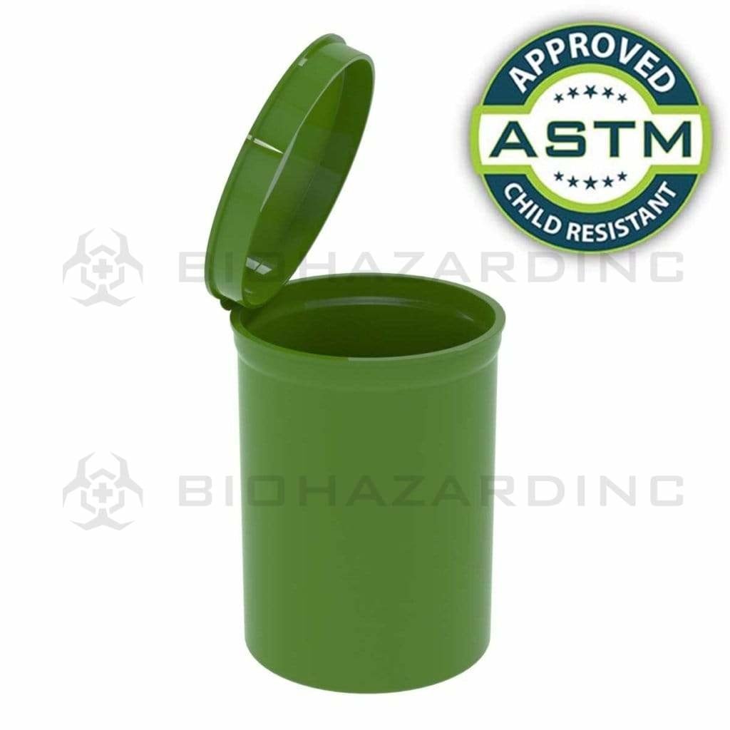 Biohazard Inc Child Resistant Pop Top Bottle 30 Dram - Opaque Green CR Pop Top - 160 Count