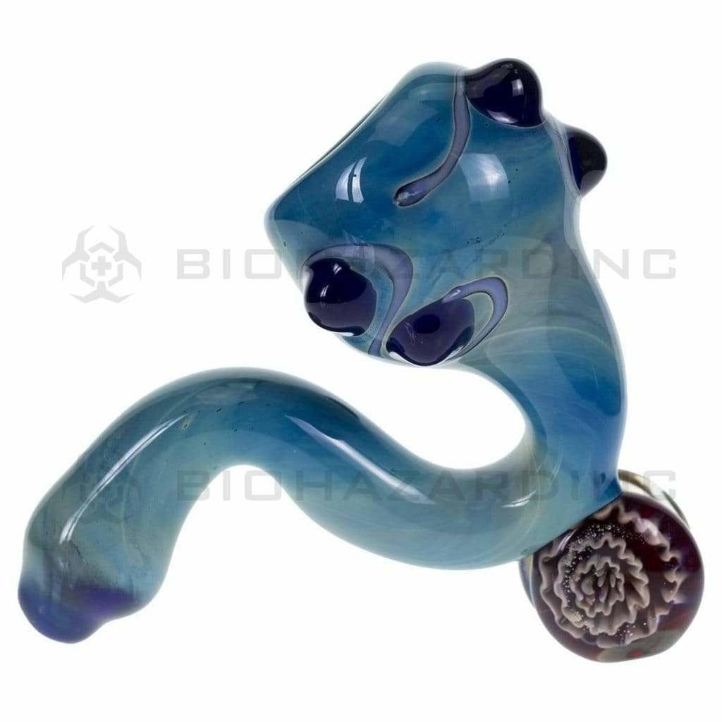 Biohazard Inc Sherlock Hand Pipe 4" Blue w/ Fumed Sherlock and Marbles