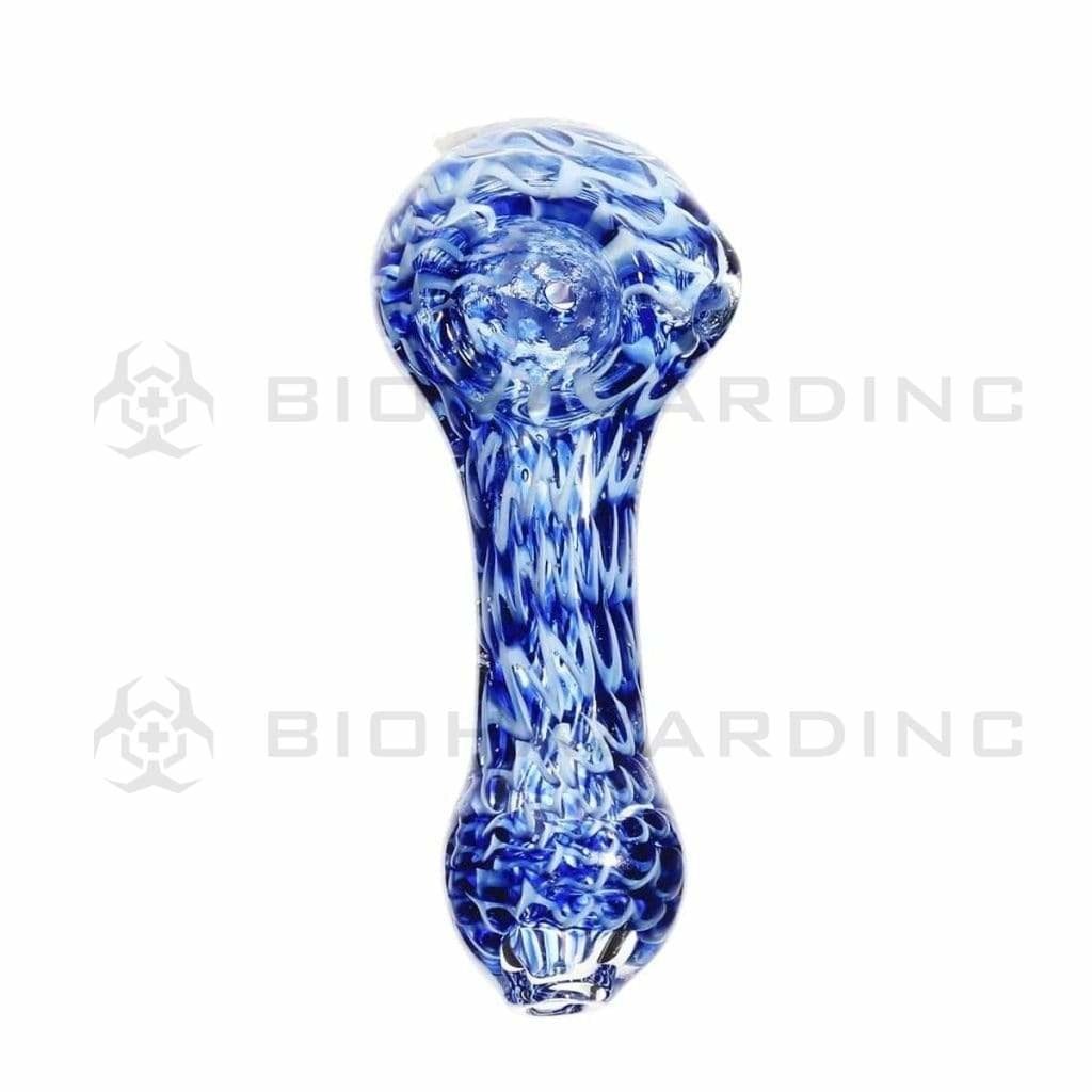 Biohazard Inc Glass Hand Pipe 4" Flat Spider Web Hand Pipe - Assorted Colors