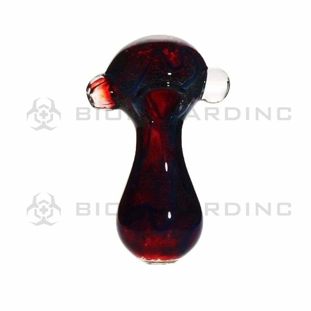 Biohazard Inc Glass Hand Pipe 4" Frit Hand Pipe with Flower Button