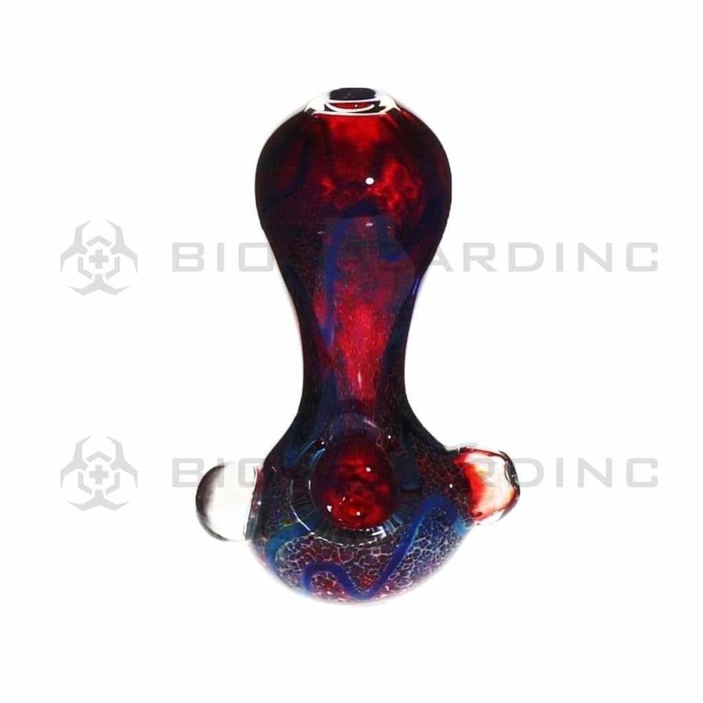 Biohazard Inc Glass Hand Pipe 4" Frit Hand Pipe with Flower Button