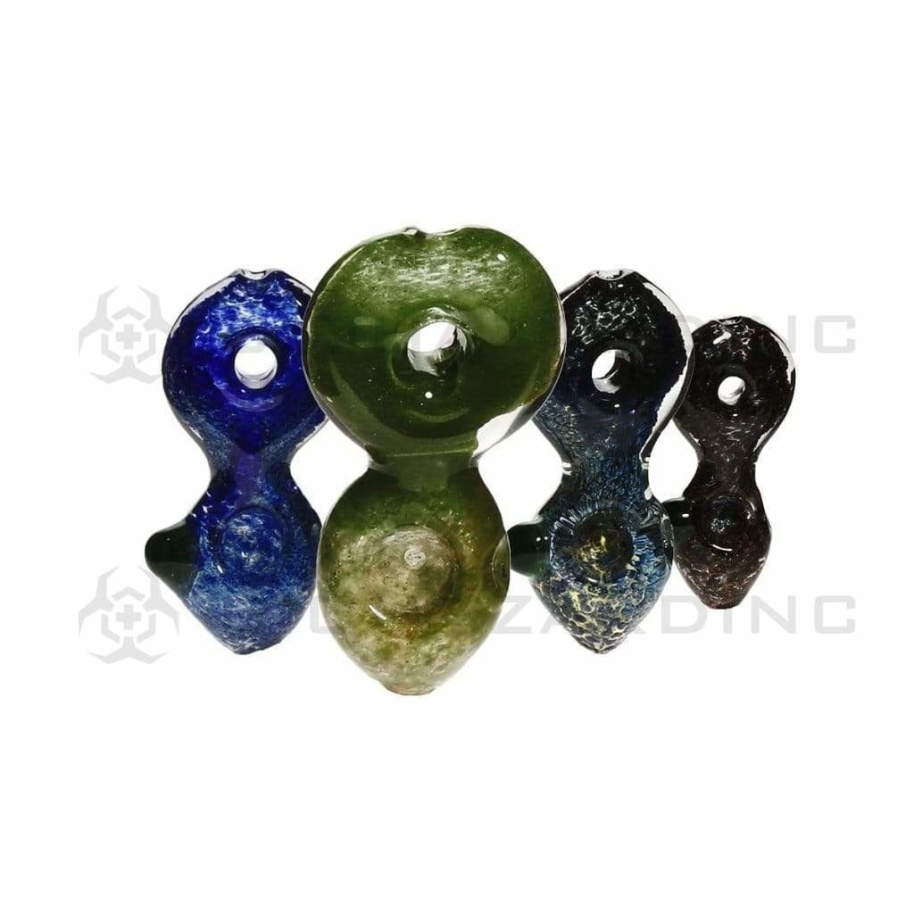 Biohazard Inc Glass Hand Pipe 4" Fumed / Frit Hand Pipe w/ Donut