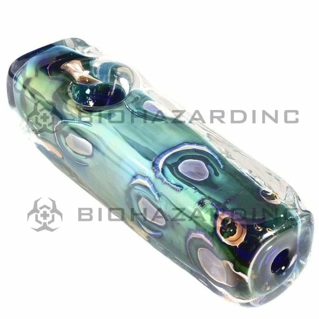 Biohazard Inc Glass Hand Pipe 4" Gold Fumed w/ Bubbles Hand Pipe