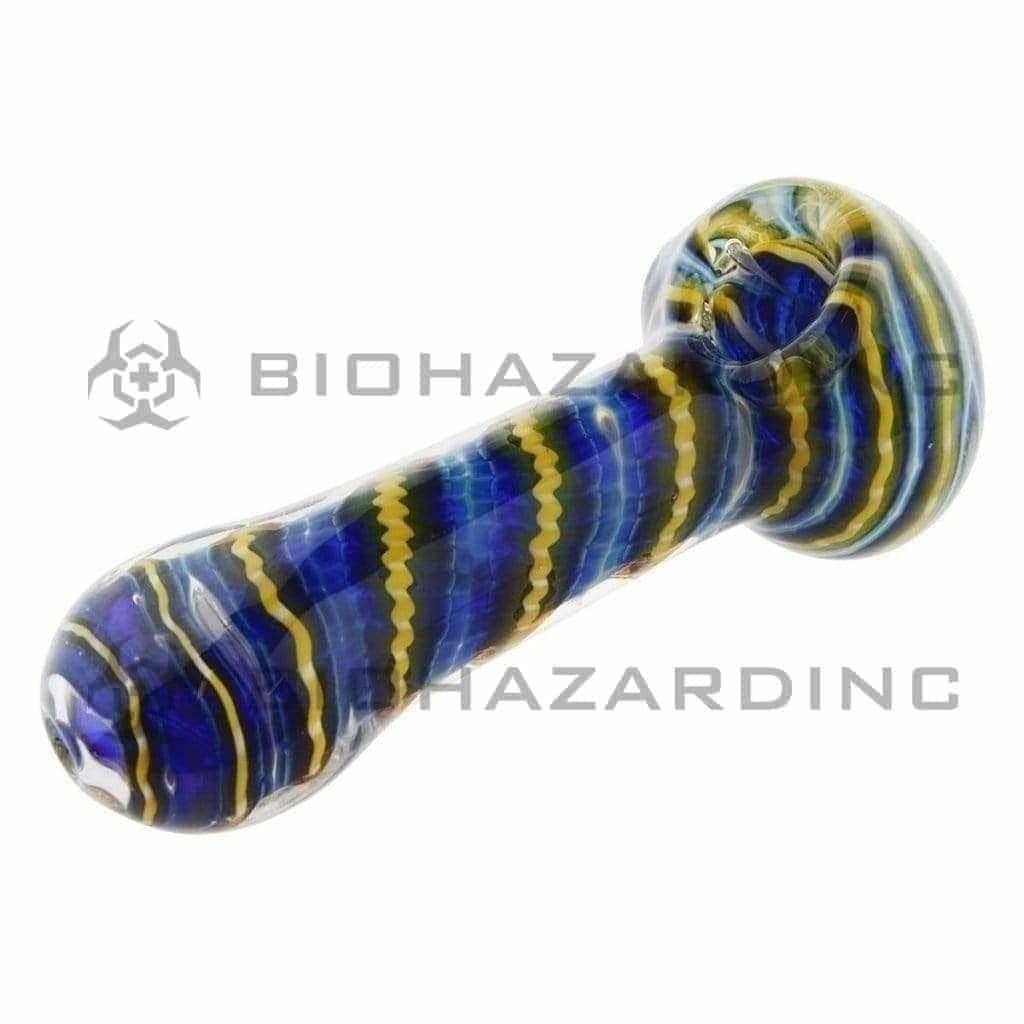 Biohazard Inc Glass Hand Pipe 4" Hand Pipe Latticino - Blue Green