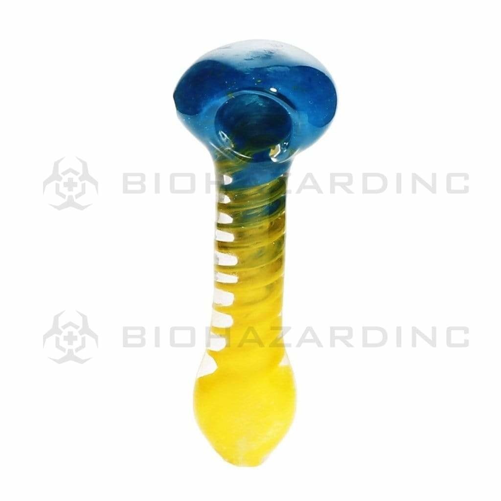 Biohazard Inc Glass Hand Pipe 4" Hand Pipe w/ Assorted Color Frit Spiral