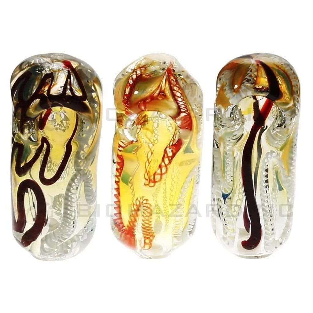 Biohazard Inc Glass Hand Pipe 4" Heavy Lattacino Fume Hand Pipe - Assorted Colors