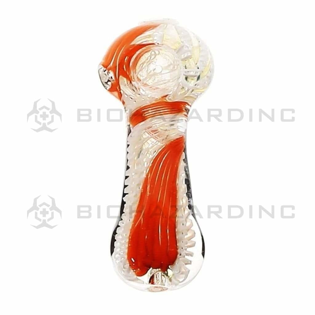 Biohazard Inc Glass Hand Pipe 4" Latticino Flat Tip Hand Pipe