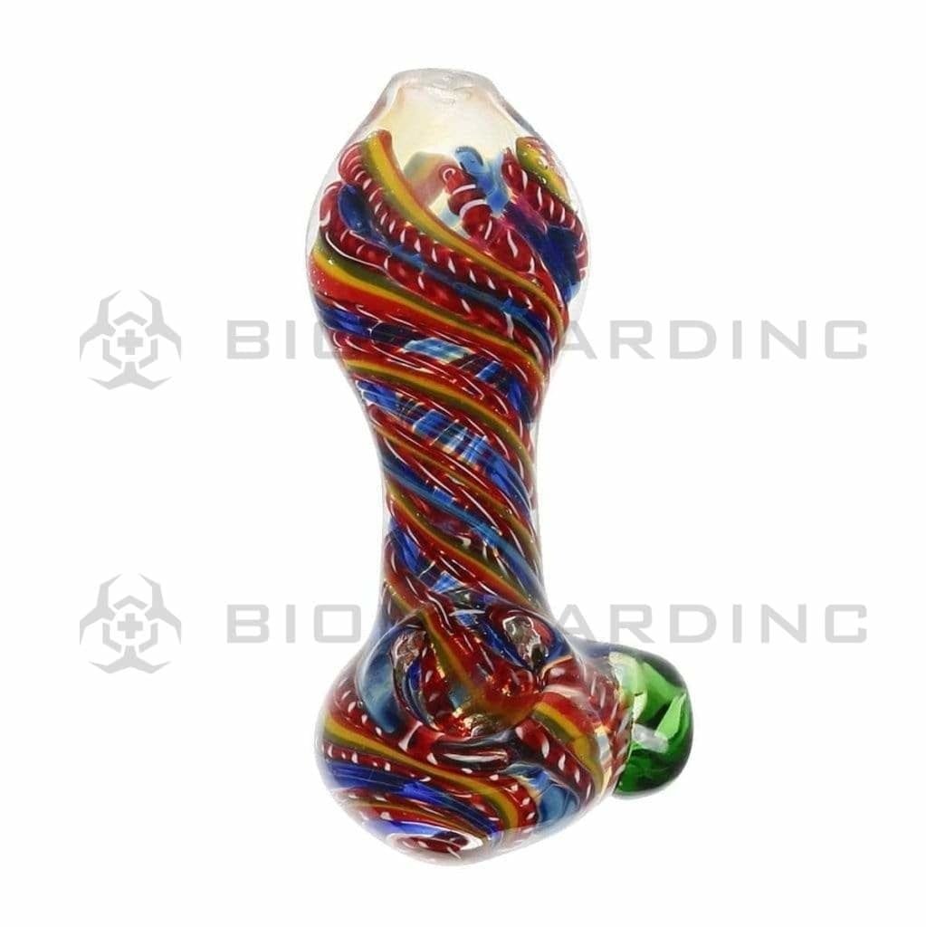 Biohazard Inc Glass Hand Pipe 4" Latticino Swirl Hand Pipe - Assorted Colors