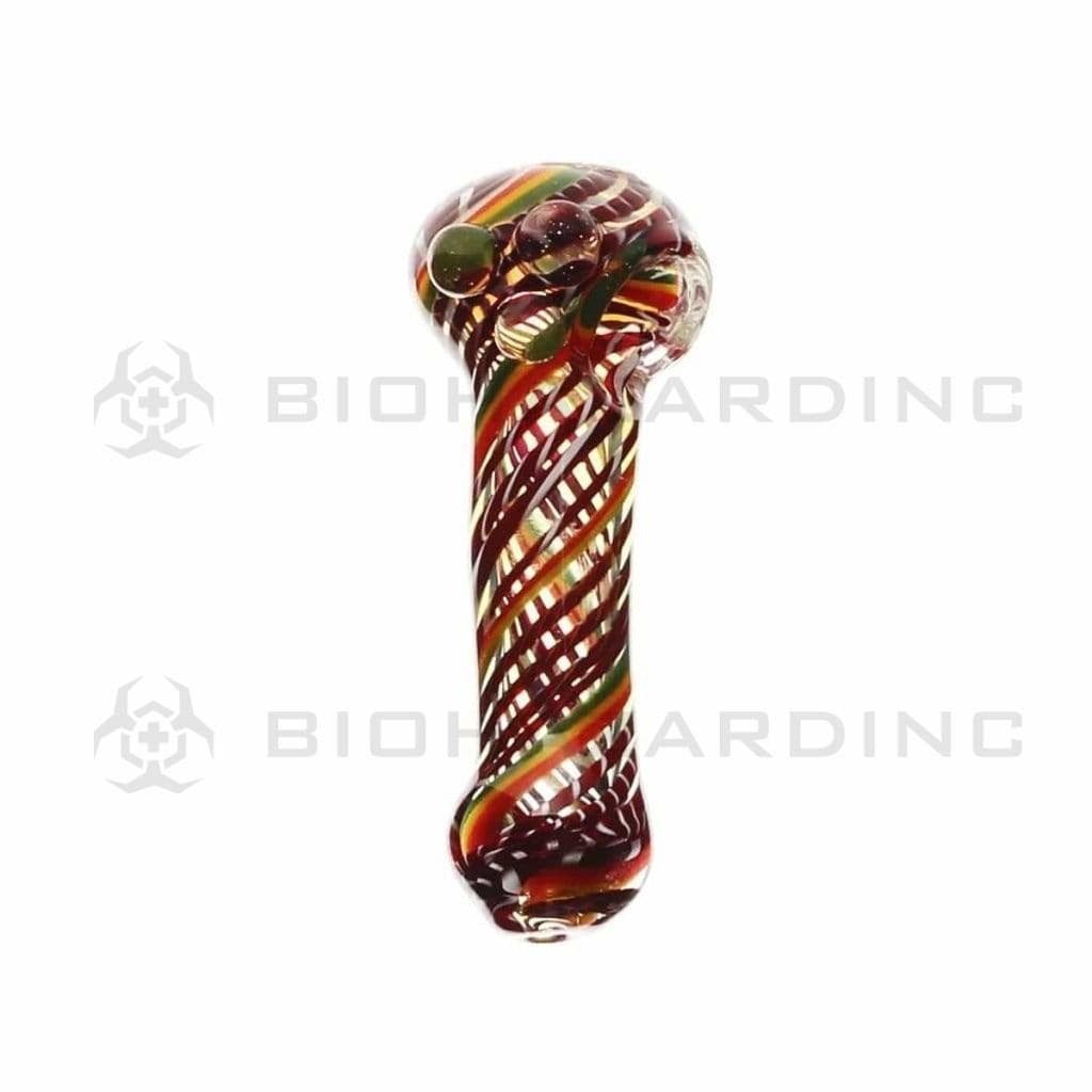 Biohazard Inc Glass Hand Pipe 4" Spiral Hand Pipe - Rasta