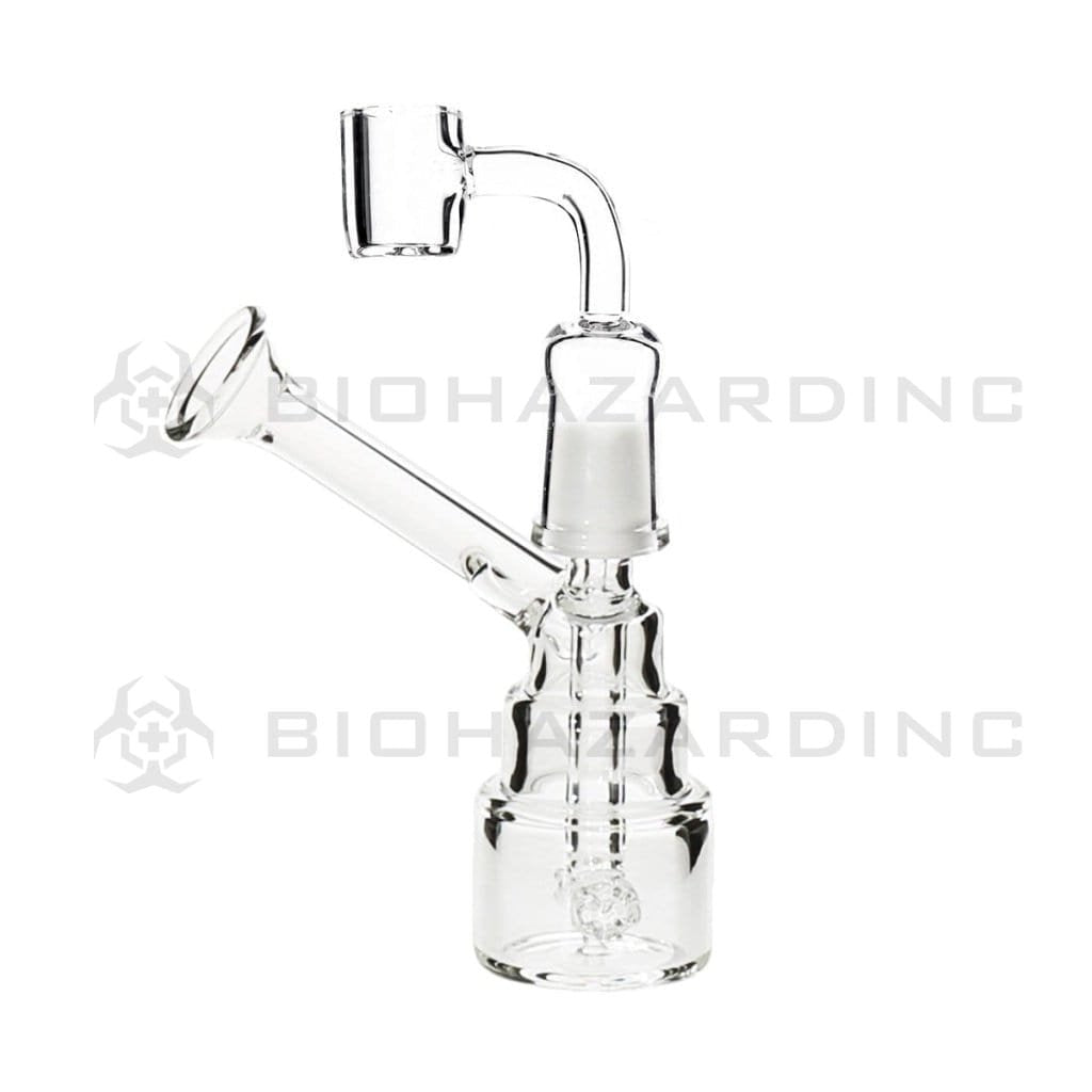 Biohazard Inc Glass Dab Rig 4" Triple Tier Dual Cross Sidecar Dab Rig 10mm - Clear