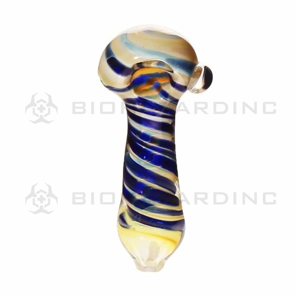 Biohazard Inc Glass Hand Pipe 4" Twisting Hand Pipe - Blue